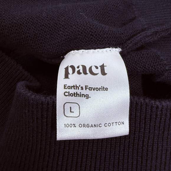 Pact Classic Polo Sweater Women Large Black Organic Cotton Preppy Minimalist - Picture 10 of 16
